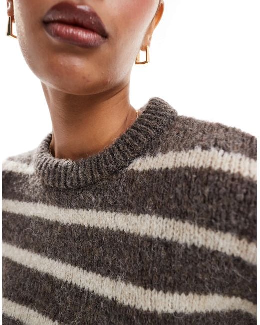 ASOS Fluffy Knitted Jumper in Gray Lyst