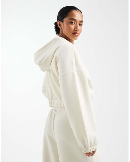 Only Petite White Cropped Hoodie