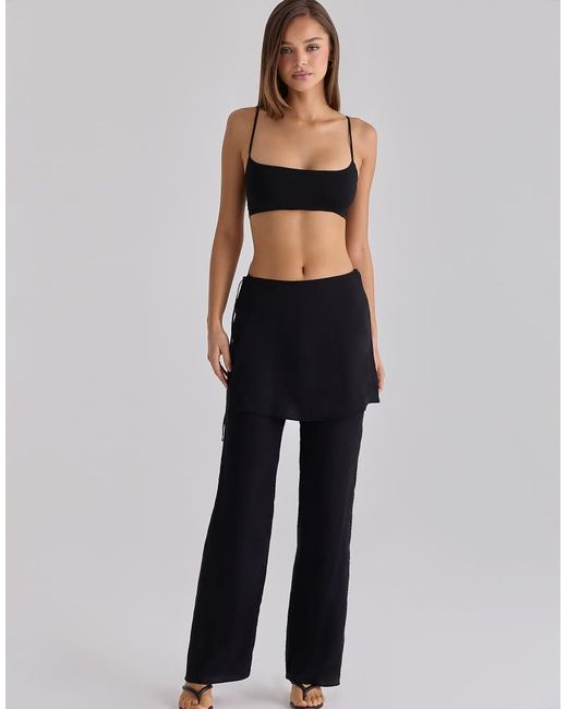 House Of Cb Blue Leona Sateen Trousers With Over Skirt