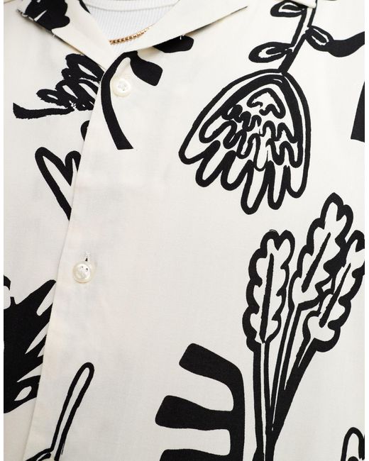 Chemise avec col à revers - fleuri abstrait Jack & Jones pour homme en coloris White