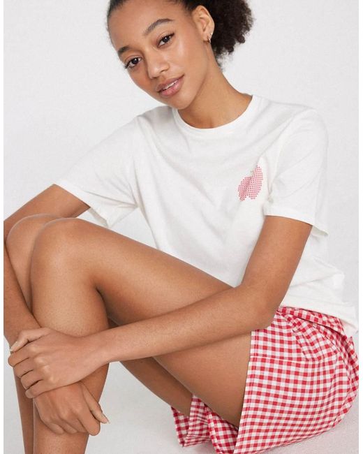 Tezenis White Short Apple Canvas Pyjamas Set