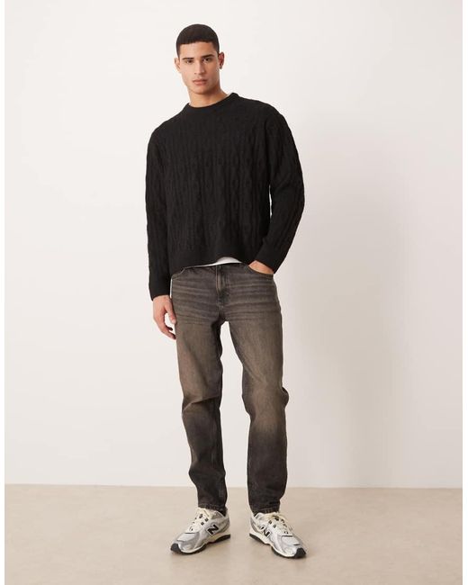 Abercrombie & Fitch Black Cable Knit Jumper for men