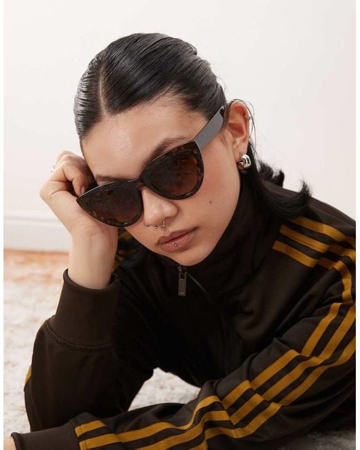 Monki Black Oversized Round Cat Eye Sunglasses