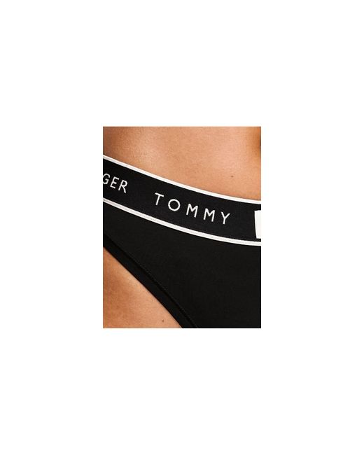 Tommy Hilfiger Black Established High Waist Thong With Logo Waistband