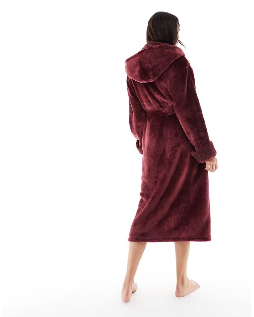 Threadbare Red Long Fluffy Dressing Gown
