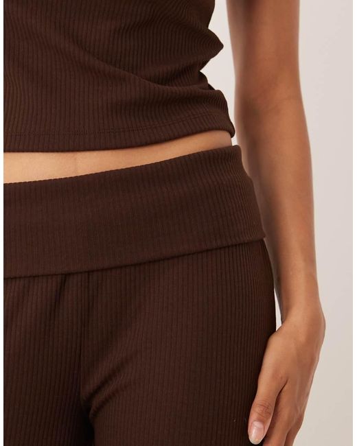 ASOS Brown Mix & Match Rib Fold Over Trouser