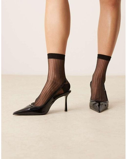 Calcetines Negros Transparentes Con Acabado Efecto Purpurina Plateada De ASOS de color Natural