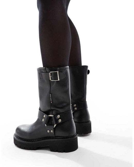 Tommy Hilfiger Black Urban Biker Boots