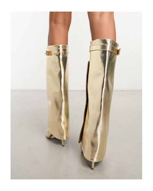 ASOS Metallic Clearly High-heeled Fold Over Knee Boots