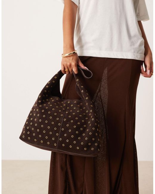 Mango Brown – große schultertasche aus 100% wildleder