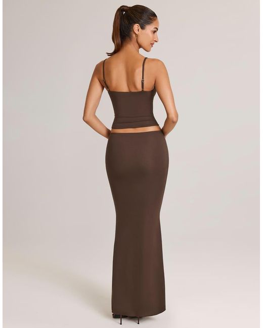 Oh Polly Natural Avenley Jersey Low Rise Maxi Skirt Co-Ord