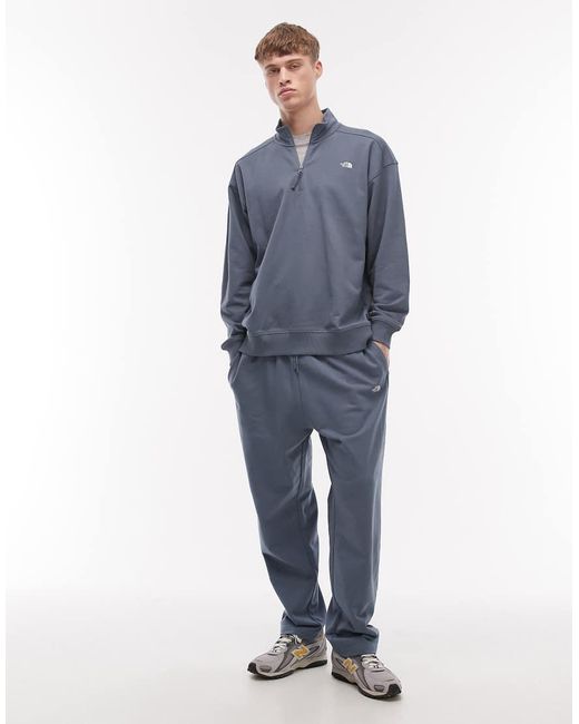The North Face Blue Essential Logo Light Oversized 1/4 Zip for men