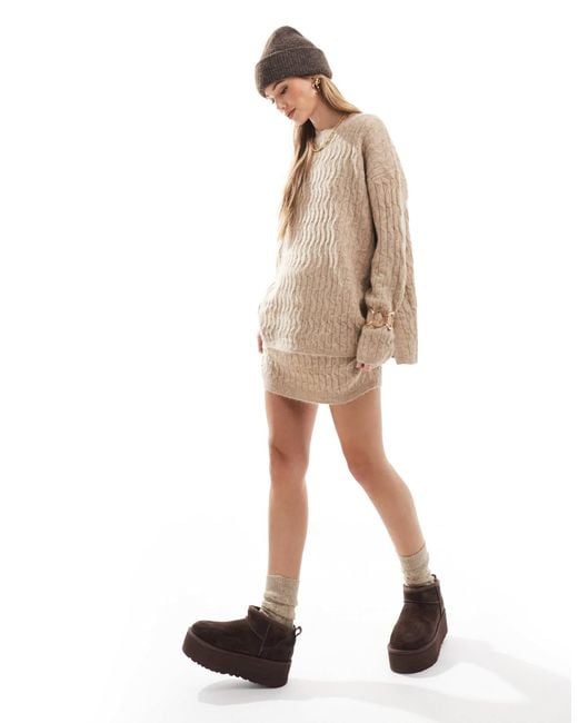Vero Moda Natural Slouchy Cable Knit Jumper Co-ord