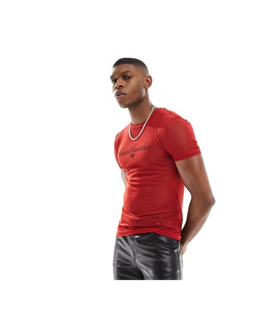 ASOS Red Muscle Fit Mesh T-shirt for men