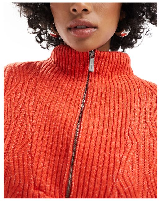 Maglione spesso con collo a imbuto e zip di Native Youth in Red