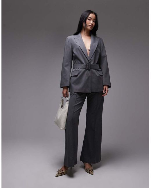 ASOS Gray Belted Oversized Blazer