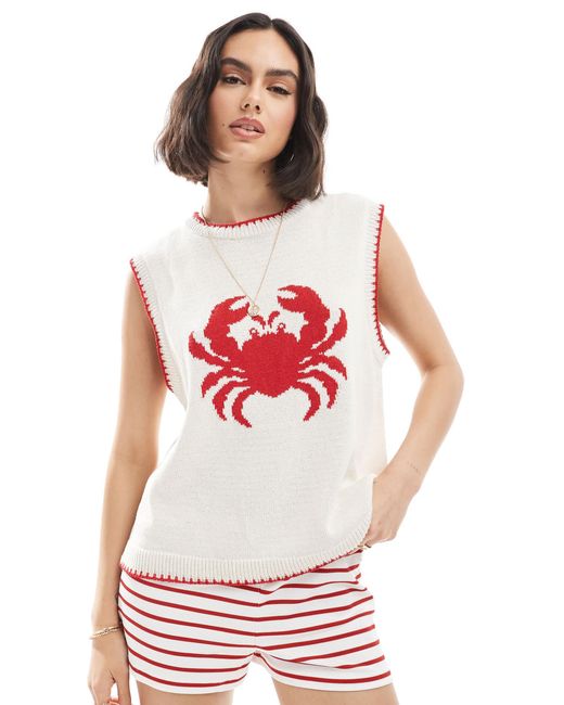 Débardeur en maille à motif crabe - écru ASOS en coloris White