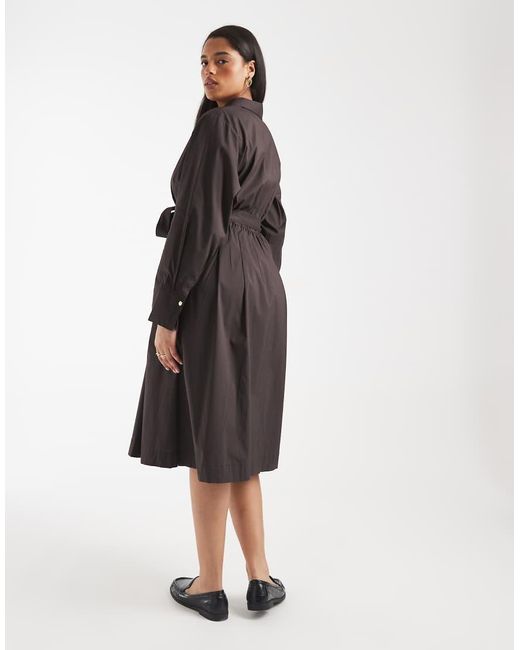 Vero Moda Black Belted Poplin Midi Shirt Dress