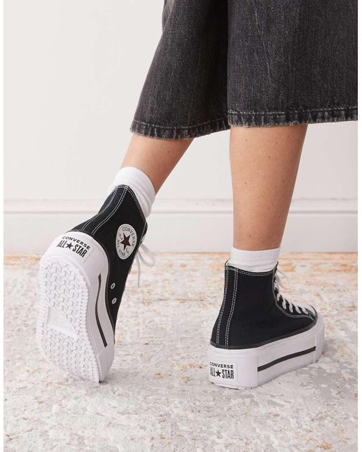 Converse Black Chuck Taylor All Star Lift Hi Double Stack Sneakers