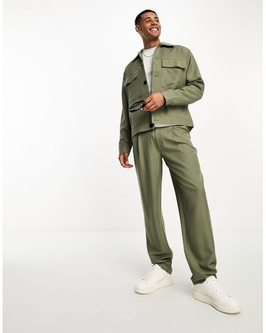 ADPT – locker geschnittene anzughose in Green für Herren