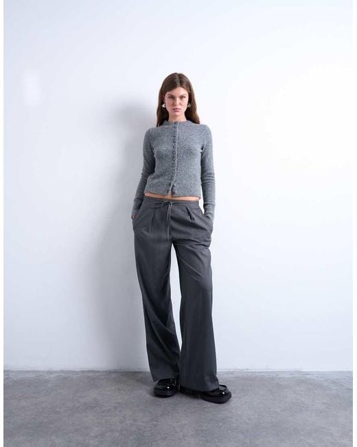 TOPSHOP Blue Knit Covered Button Cardigan