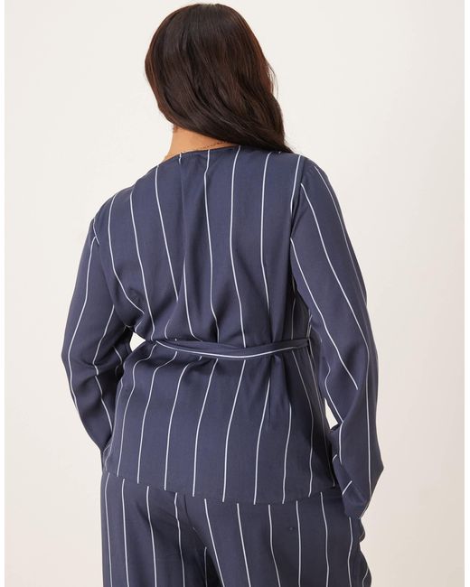 ASOS Blue Curve Wrap Front Top Co-Ord