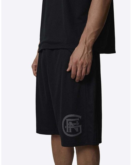 Good For Nothing Black Monogram Double Layered Mesh Jersey Shorts for men