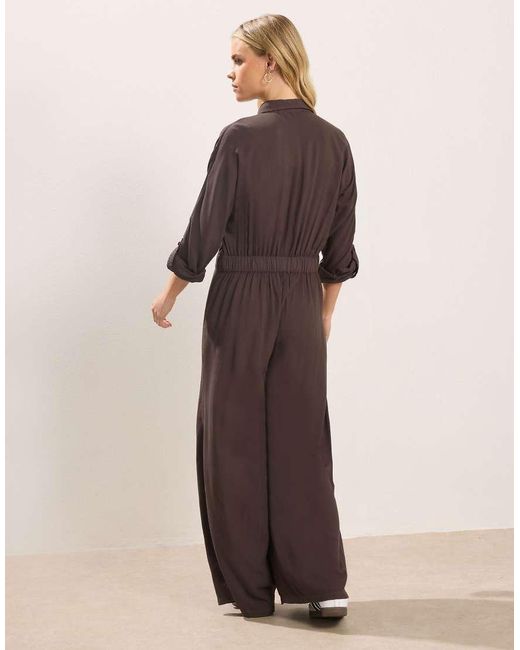 PixieGirl Brown Petite Wide Leg Jumpsuit