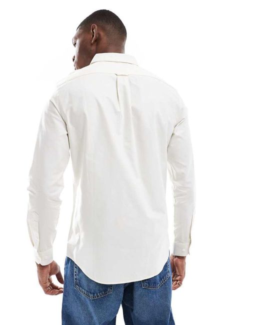 Farah White Brewer Long Sleeve Shirt for men