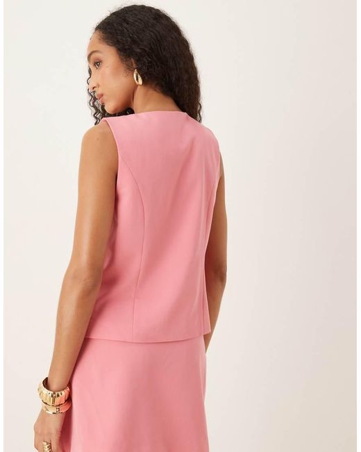 Y.A.S Pink Bow Front Detail Waistcoat Co-ord