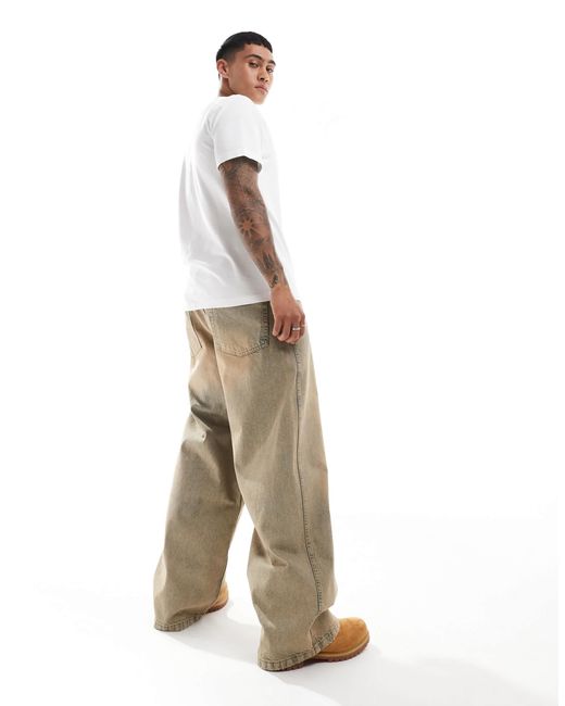 ASOS Natural Super Baggy Fit Jeans for men