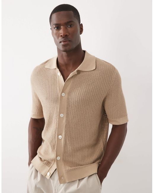 SELECTED Natural 100% Cotton Knit Button Cardigan for men