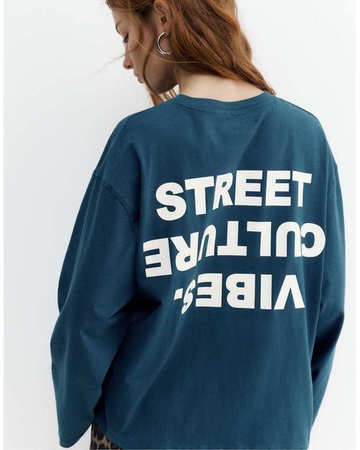 Pull&Bear Blue Street Culture Graphic T-Shirt
