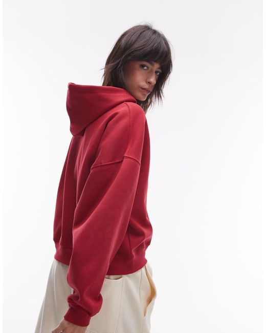 TOPSHOP Red Maison Paris Oversized Hoodie