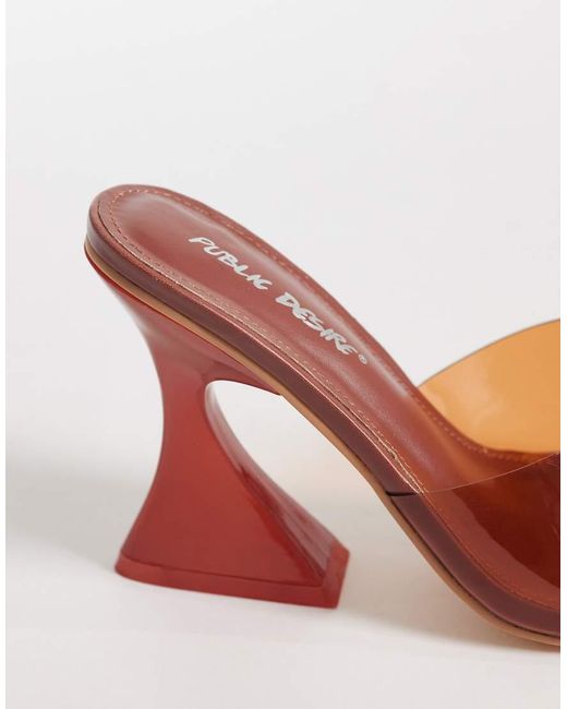 Public Desire Metallic Curved Heel Clear Heeled Sandals