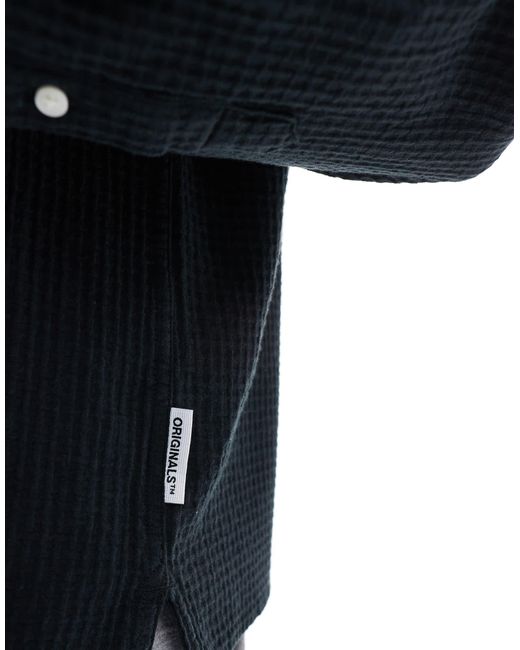 Jack & Jones Blue Oversized Textured Shirt for men