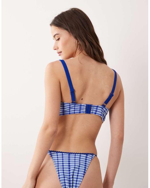 ASOS Blue Fuller Bust Gigi Textured U-wire Bikini Top