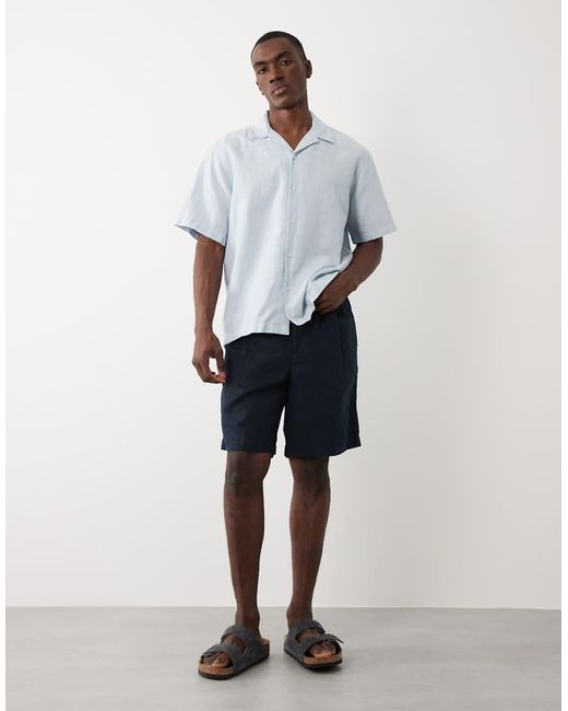 SELECTED White Linen-blend Short Sleeve Shirt for men