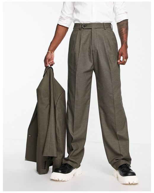 ASOS Green High Waist Wide Suit Trousers for men