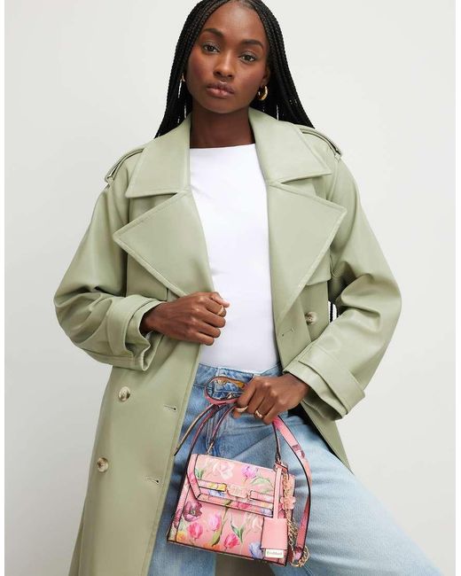 River Island Green Floral Mini Charm Tote Bag