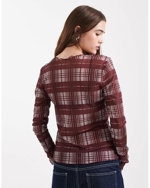 Object Blue Mesh Long Sleeve Top
