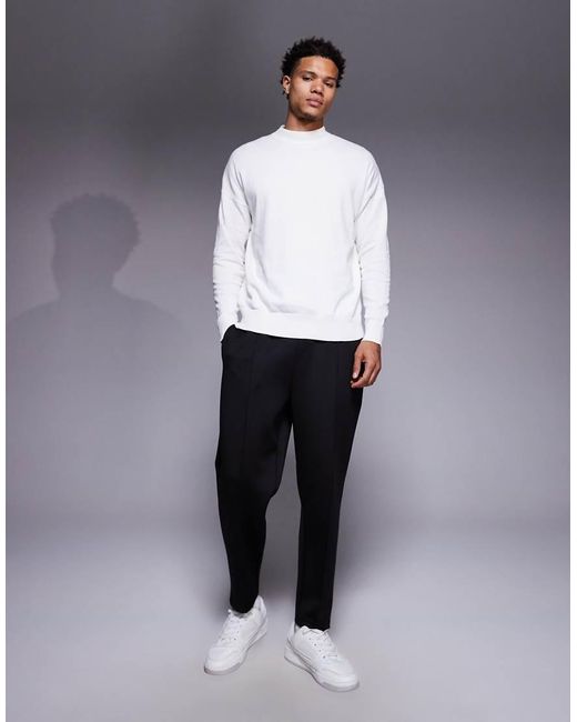 ASOS White Relaxed Long Sleeve Knitted Turtle Neck T-Shirt for men
