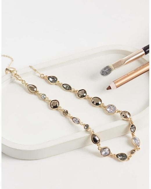 Reclaimed Vintage Natural Unisex Rhinestone Choker Chain Necklace