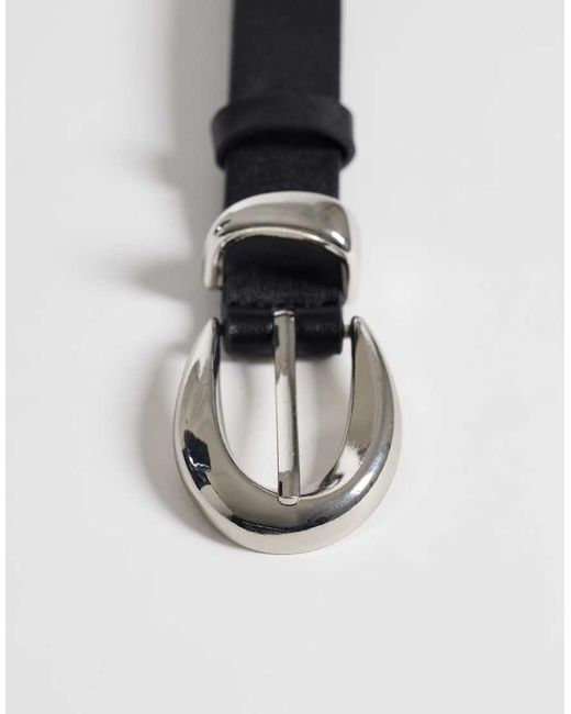 New Look White Silver Buckle Belt