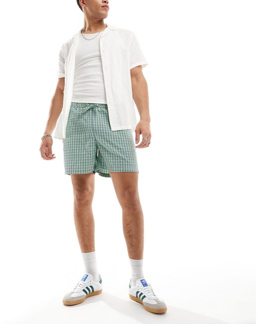 Short ample texturé à carreaux - vert ASOS pour homme en coloris Blue