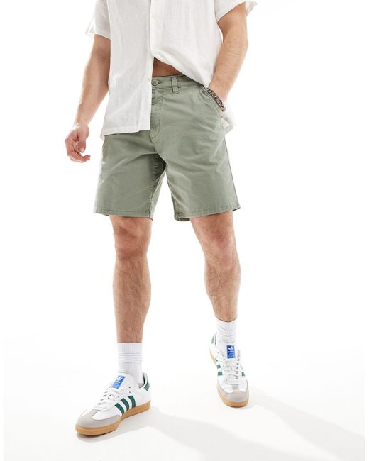River Island Green Laundered Chino Shorts for men
