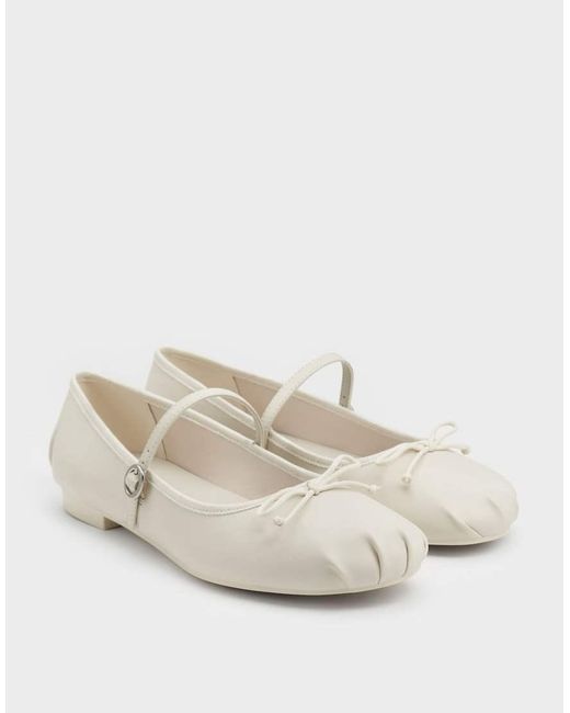 Charles & Keith White Emiko Bow Mary Jane Flats