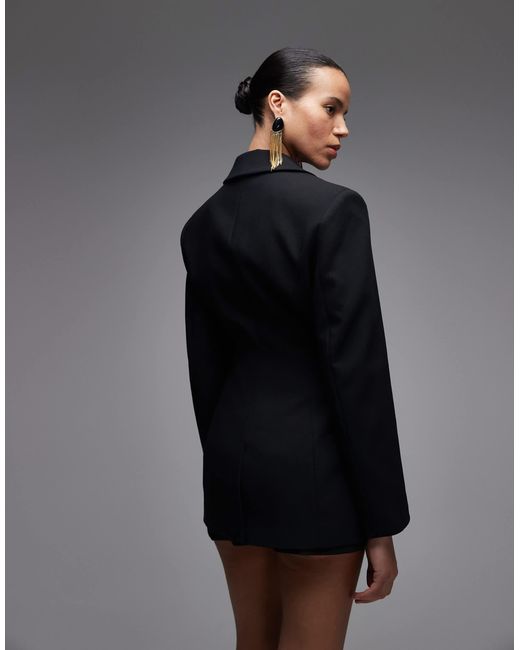 ASOS Black Double Breasted Cinch Blazer
