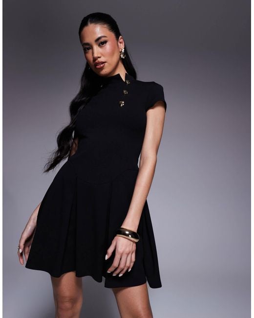 ASOS Blue – hochgeschlossenes minikleid