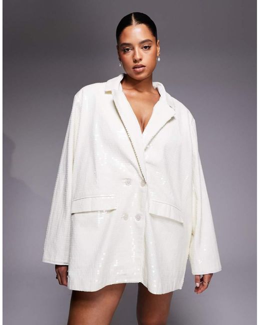 ASOS Gray Curve Oversized Sequin Blazer Dress